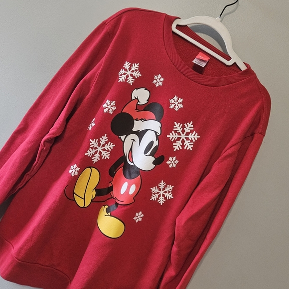 Disney Tops - Disney Red Mickey Mouse Winter Sweatershirt